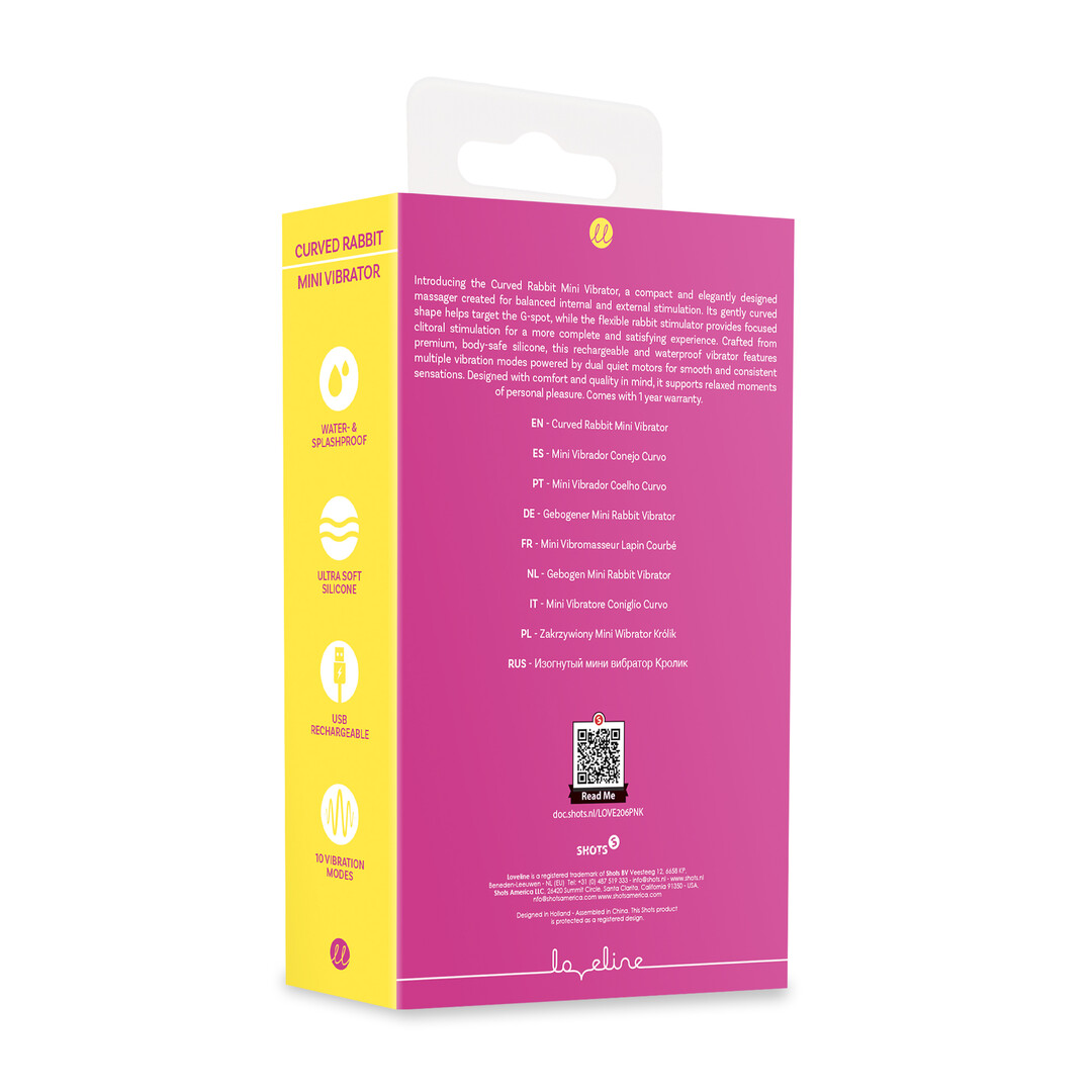 Loveline by shots Mini Gebogen Konijnen Vibrator - Roze (8714273021502)