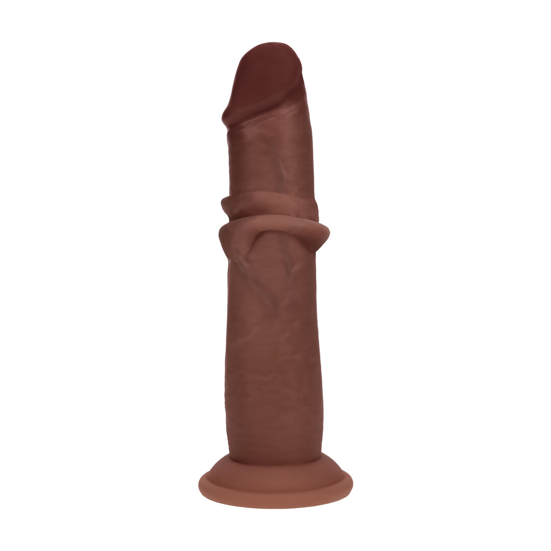 Realrock by shots Dual Density Silicone Realistische Sliding Skin Dildo - 6 / 15,5 cm - Bruin (8714273029614)