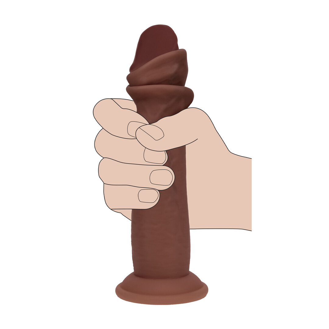 Realrock by shots Dual Density Silicone Realistische Sliding Skin Dildo - 6 / 15,5 cm - Bruin (8714273029614)