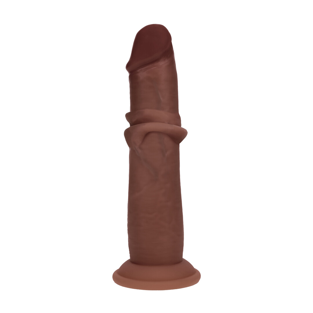 Realrock by shots Dual Density Silicone Realistische Sliding Skin Dildo - 8 / 20,5 cm - Bruin (8714273029676)