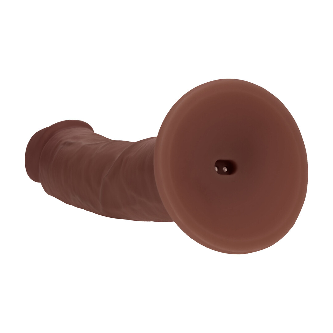 Realrock by shots Dual Density Silicone Gebogen Realistische Vibrerende Dildo met Zuignap - 6 / 15,5 cm - Bruin (8714273029454)