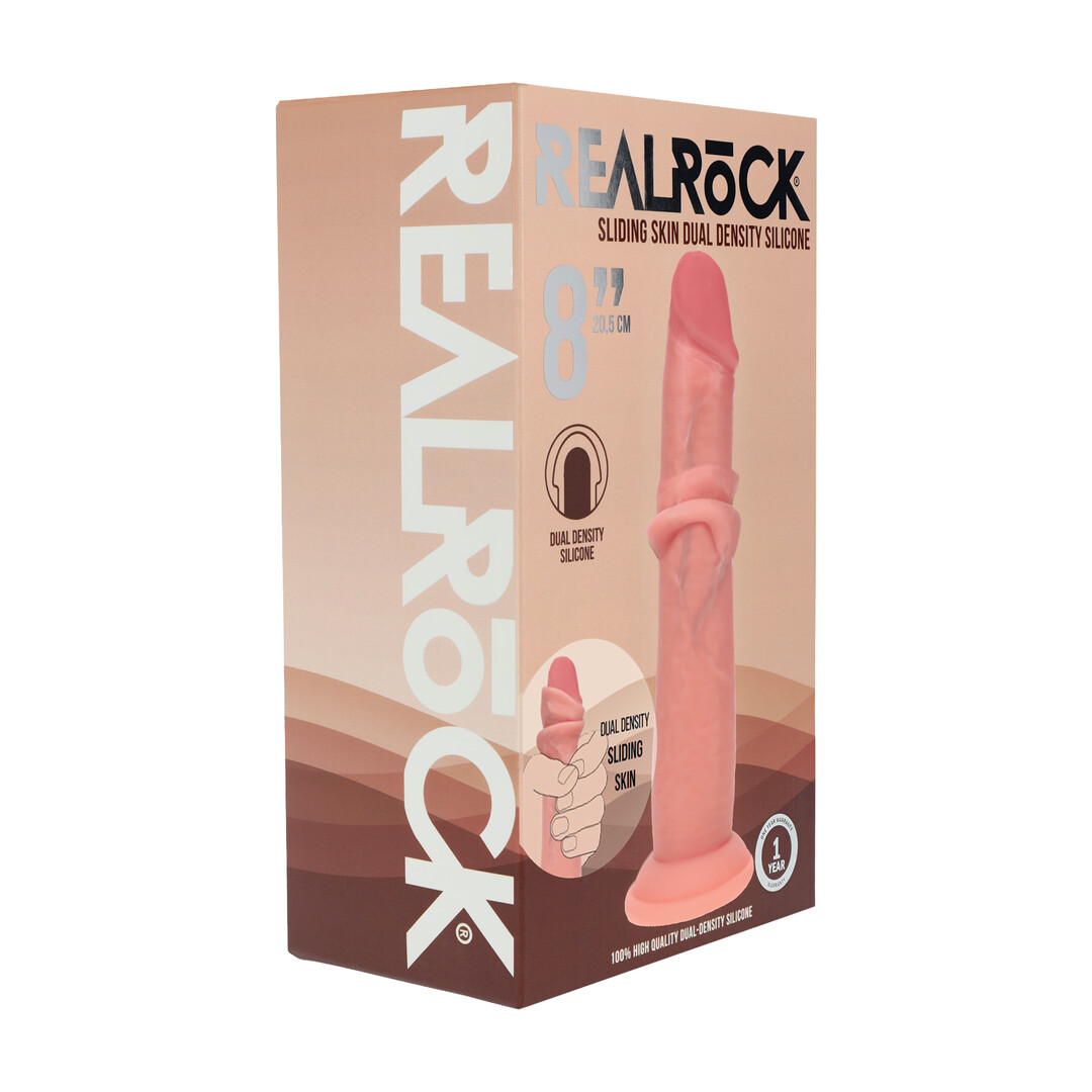 Realrock by shots Dual Density Silicone Realistische Sliding Skin Dildo - 8 / 20,5 cm - Vlees (8714273029683)