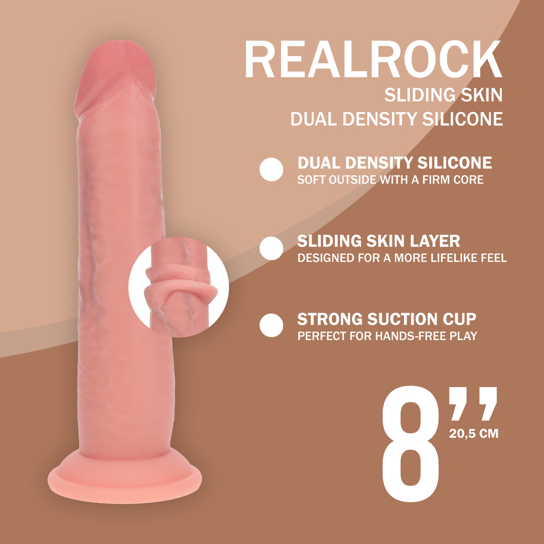 Realrock by shots Dual Density Silicone Realistische Sliding Skin Dildo - 8 / 20,5 cm - Vlees (8714273029683)