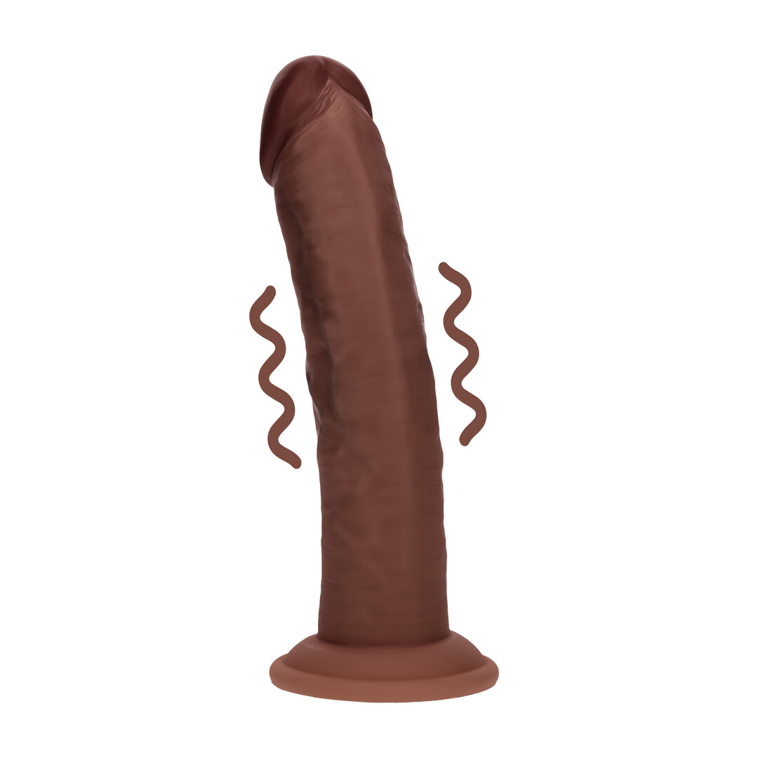 Realrock by shots Dual Density Silicone Gebogen Realistische Vibrerende Dildo met Zuignap - 8 / 20,3 cm - Bruin (8714273029485)