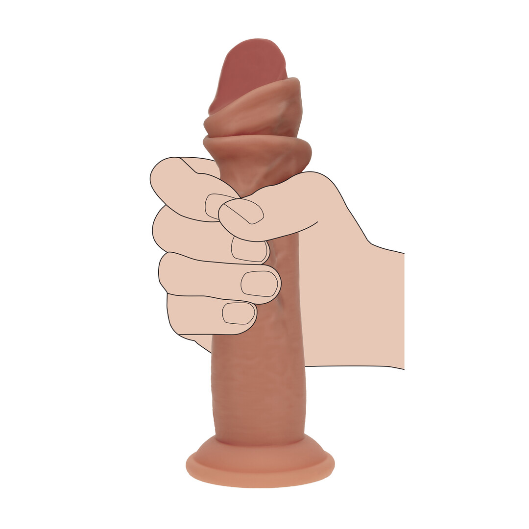 Realrock by shots Dual Density Silicone Realistische Sliding Skin Dildo - 7 / 18,5 cm - Tan (8714273029669)