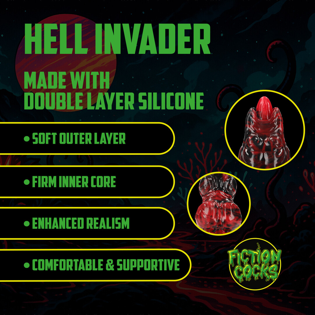 Ouch! by shots Hell Invader - Siliconen Dildo - Rood/Zwart (8714273024299)