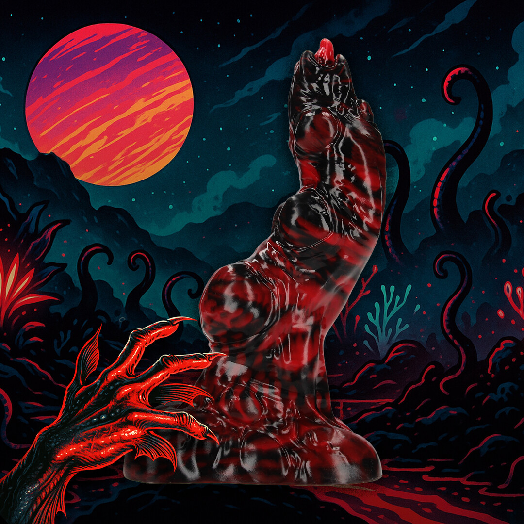 Ouch! by shots Hell Invader - Siliconen Dildo - Rood/Zwart (8714273024299)