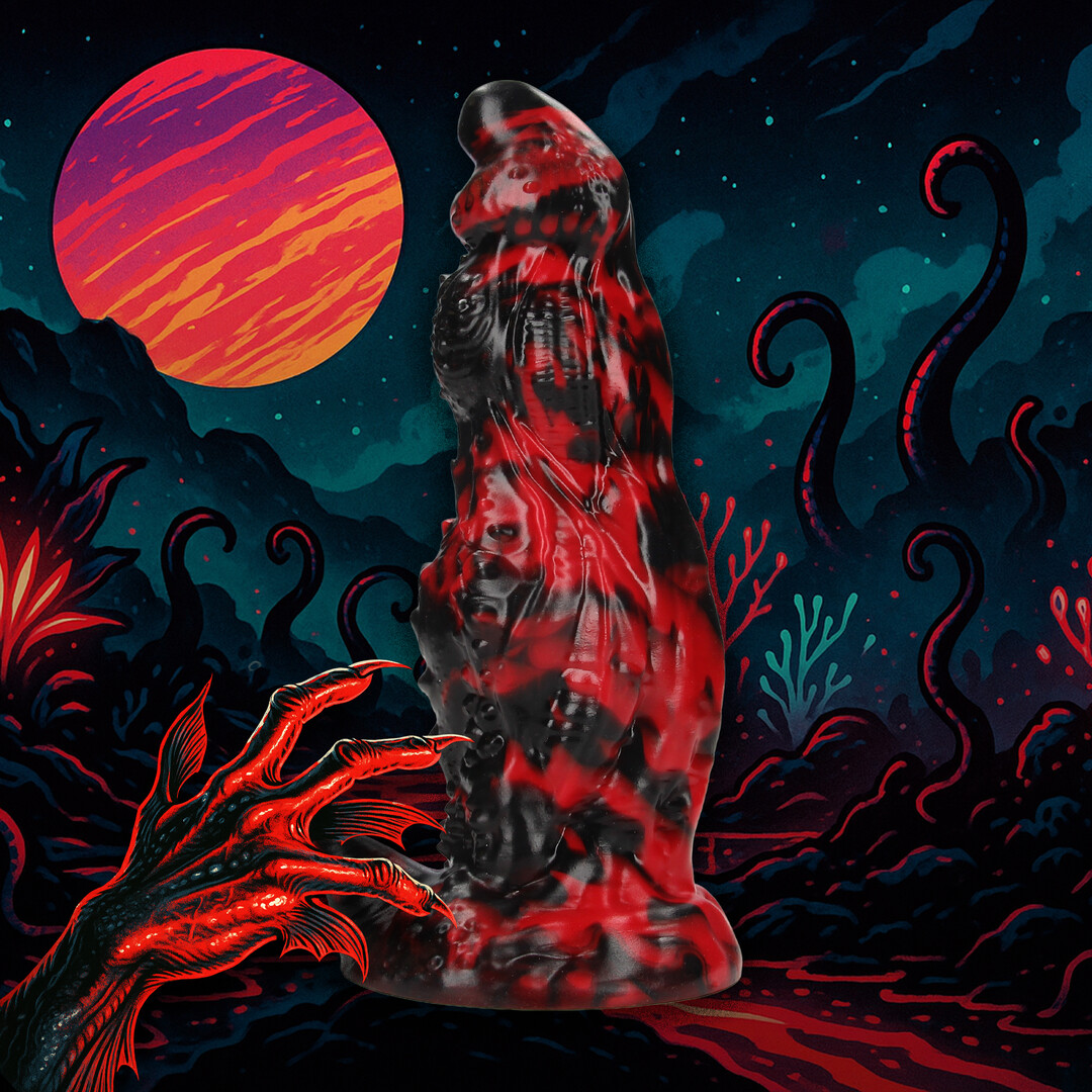 Ouch! by shots Hell Night Fiend - Siliconen Dildo - Rood/Zwart (8714273024275)