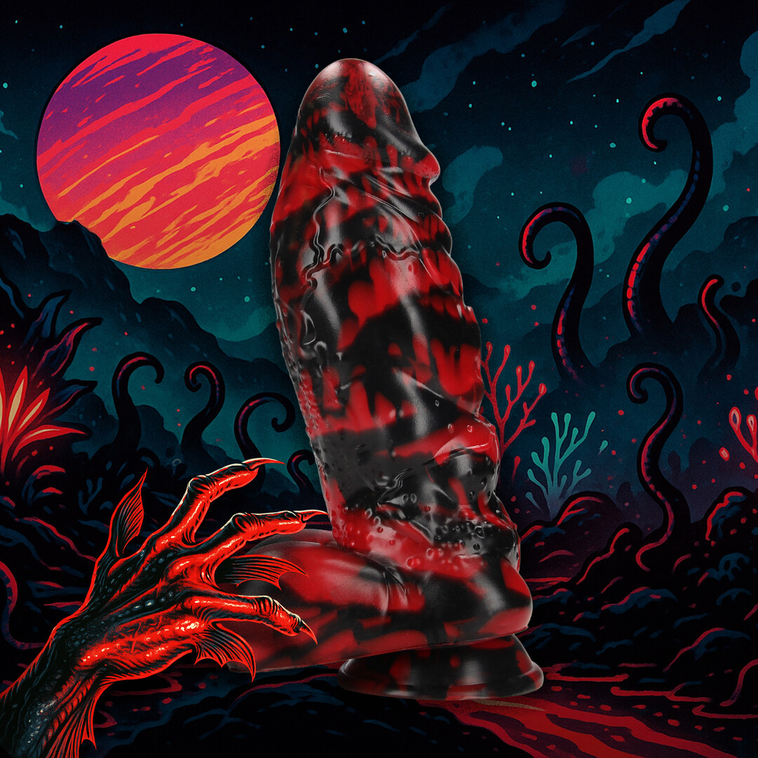 Ouch! by shots Demon Master - Siliconen Dildo - Rood/Zwart (8714273024336)