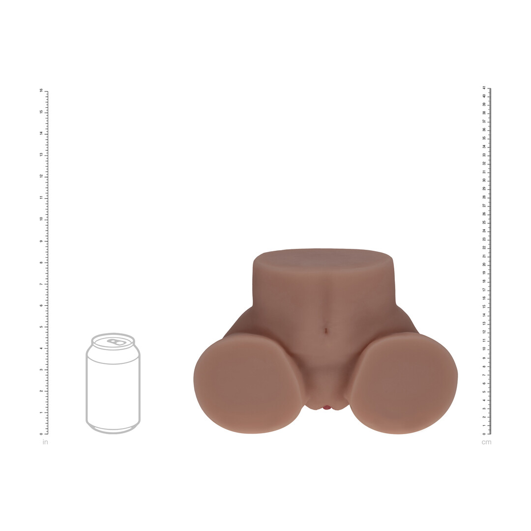 Xkin by shots Bodyforms - Kaya Bloom - Dubbele Ingang Vibrerende Masturbator - 2,4 kg / 5,4 lbs - Bruin (8714273029812)