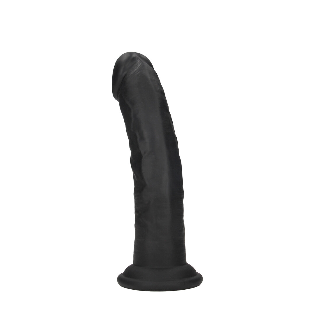Realrock by shots Dual Density Silicone Gebogen Realistische Dildo met Zuignap - 6 / 15,5 cm - Zwart (8714273021007)