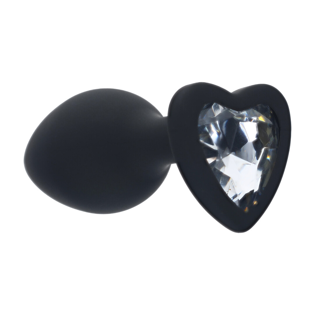 Ouch! by shots Interchangeable Diamond Heart Gem Butt Plug - Small - Black (8714273031129)