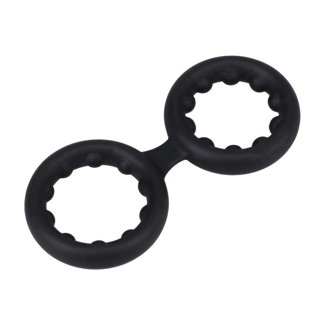 Doc johnson Silicone Double Stamina Cockring with Metal Beads - Black (782421106263)