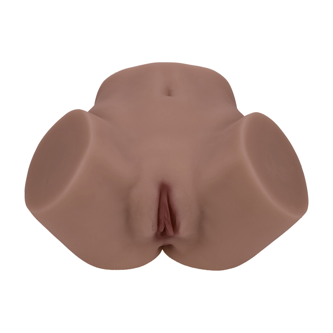 Xkin by shots Bodyforms - Layla Love - Dubbele Ingang Vibrerende Masturbator - 3,5 kg / 7,7 lbs - Bruin (8714273029973)