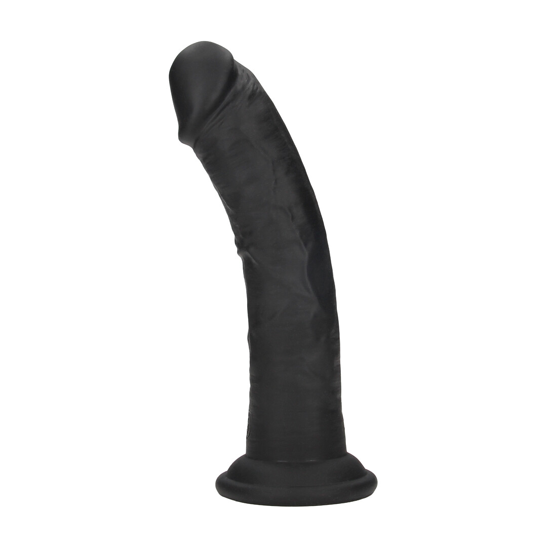 Realrock by shots Dual Density Silicone Gebogen Realistische Dildo met Zuignap - 8 / 20,5 cm - Zwart (8714273021038)