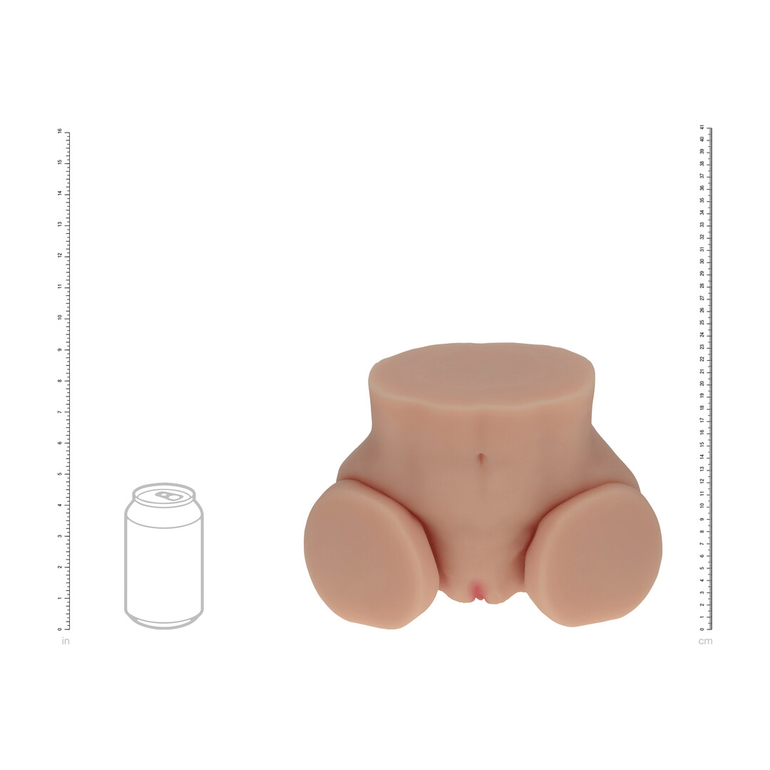 Xkin by shots Bodyforms - Nina Vale - Dubbele Ingang Vibrerende Masturbator - 2,5 kg / 5,7 lbs - Tan (8714273029966)