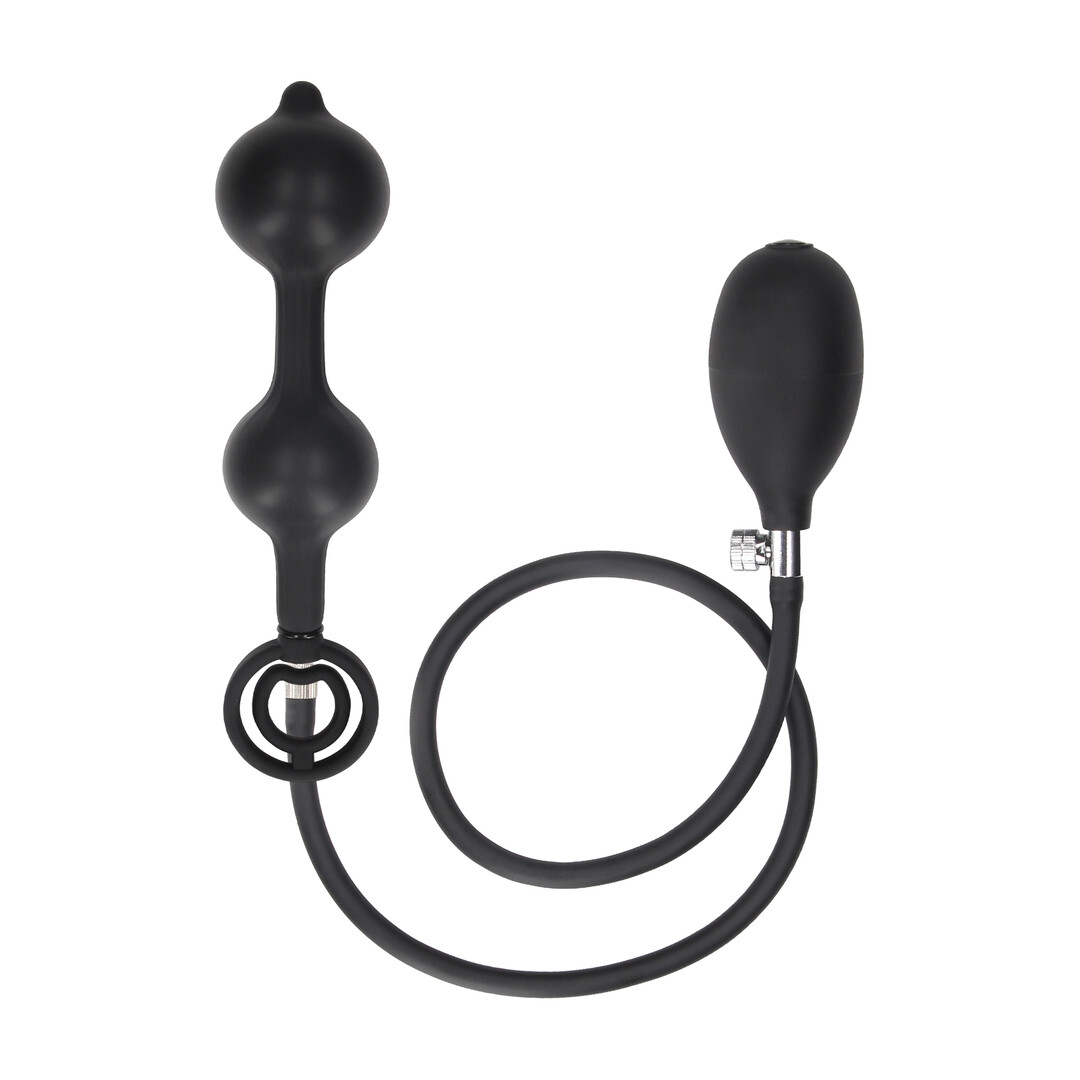 Ouch! by shots Inflatable Silicone Double Anal Plug - Black (8714273015105)