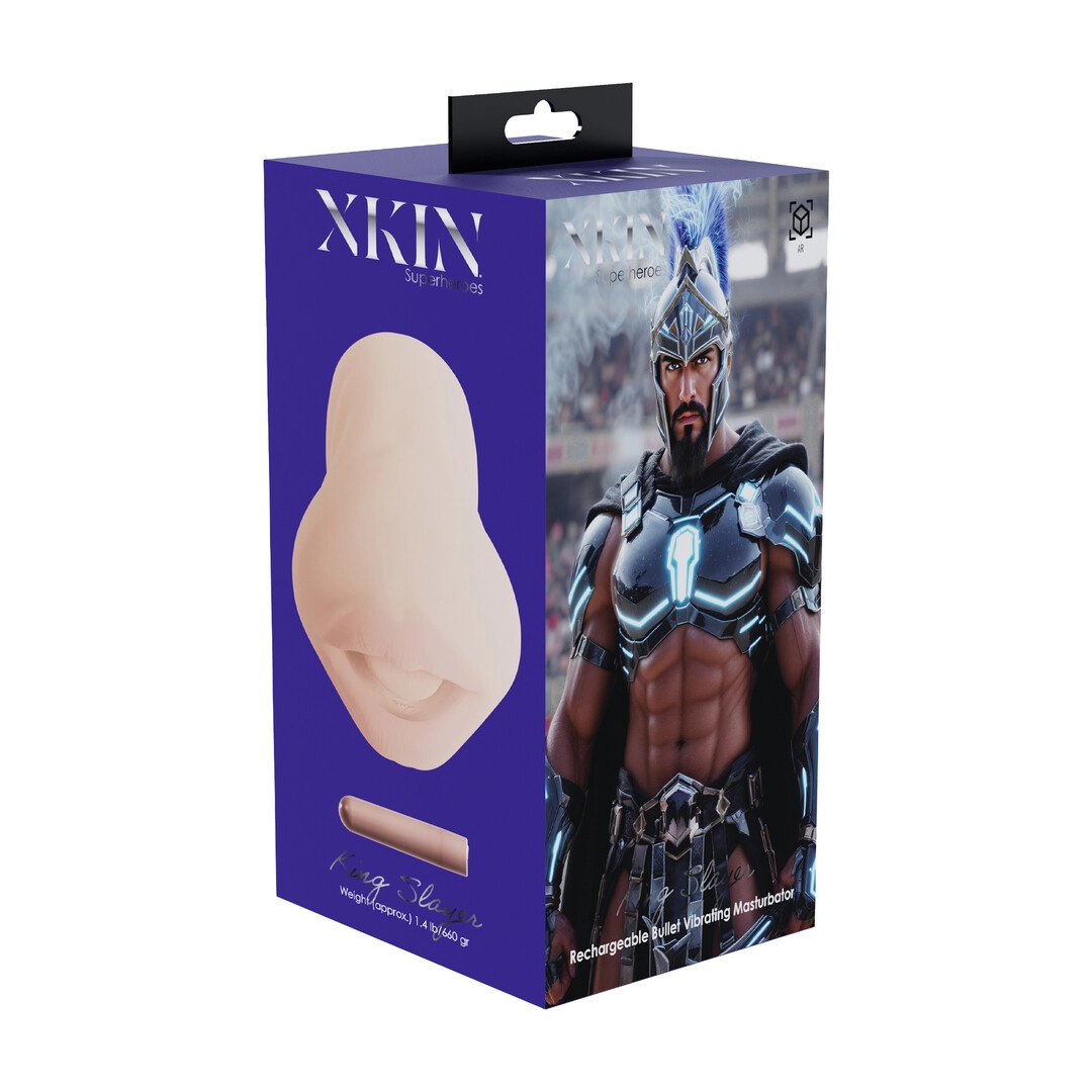 Xkin by shots Superheroes - King Slayer - Vibrating Masturbator - Mouth - 660g - Tan (8714273031747)