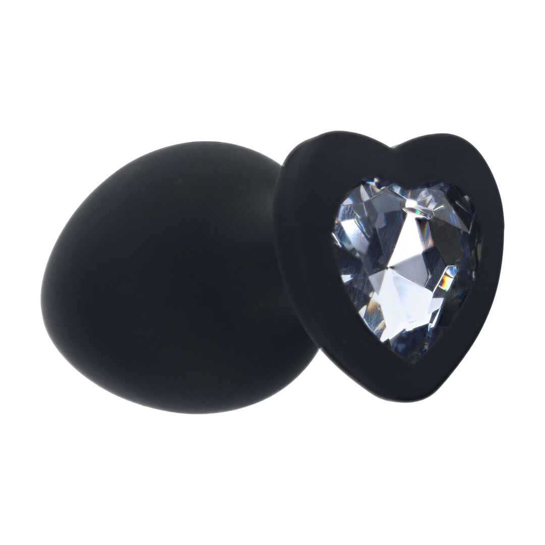 Ouch! by shots Interchangeable Diamond Heart Gem Butt Plug - Large - Black (8714273031143)