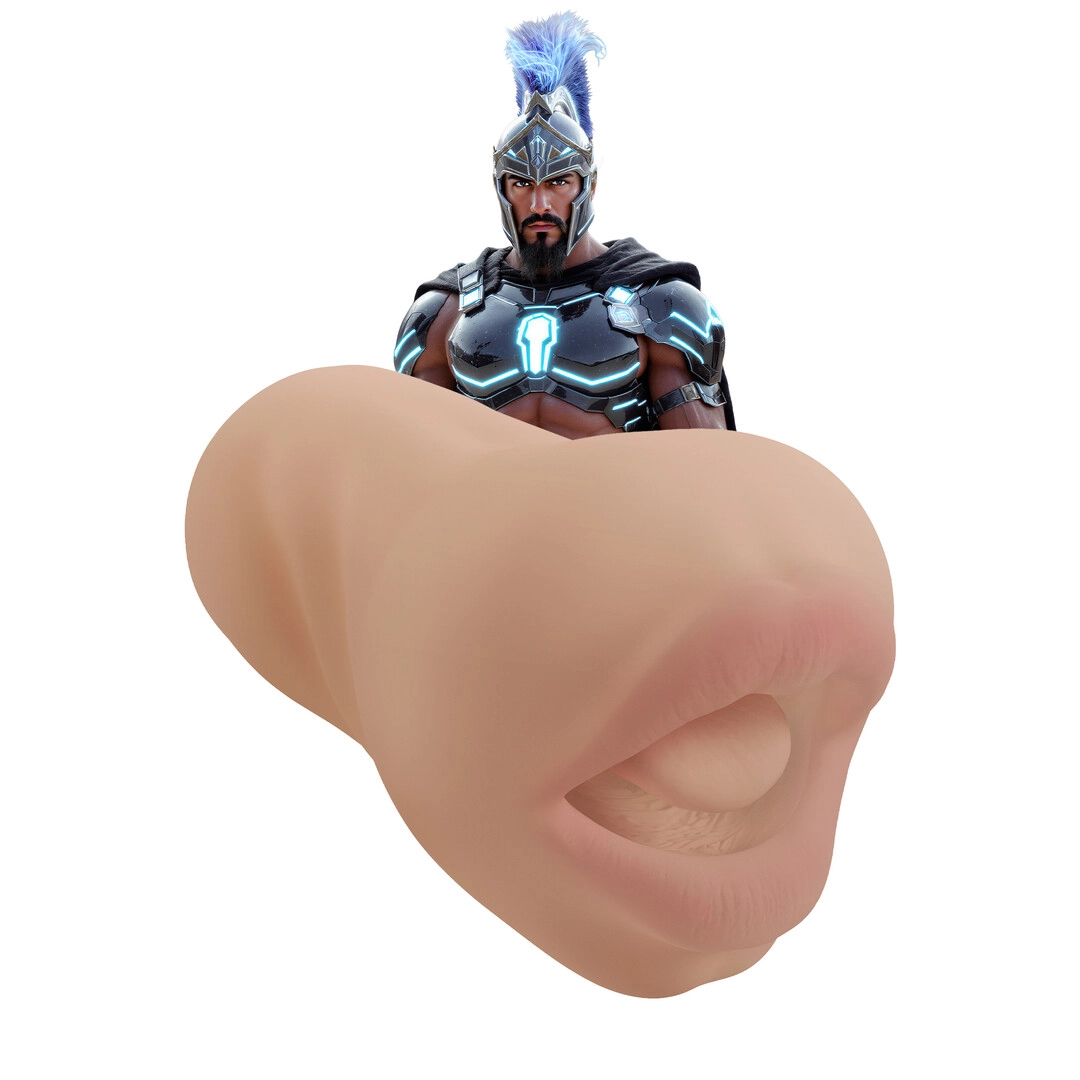 Xkin by shots Superheroes - King Slayer - Vibrating Masturbator - Mouth - 660g - Tan (8714273031747)