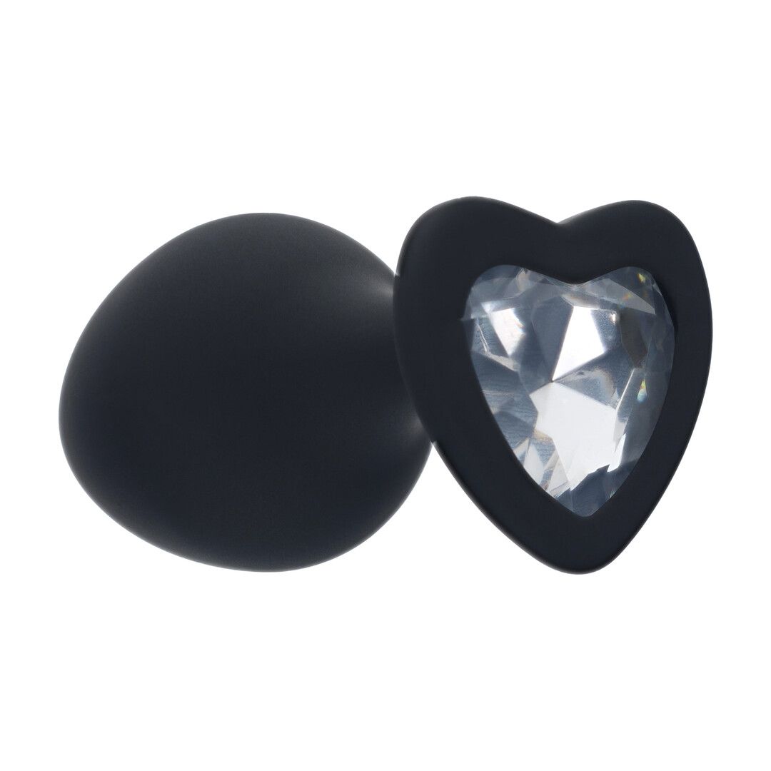 Ouch! by shots Interchangeable Diamond Heart Gem Butt Plug - Medium - Black (8714273031136)