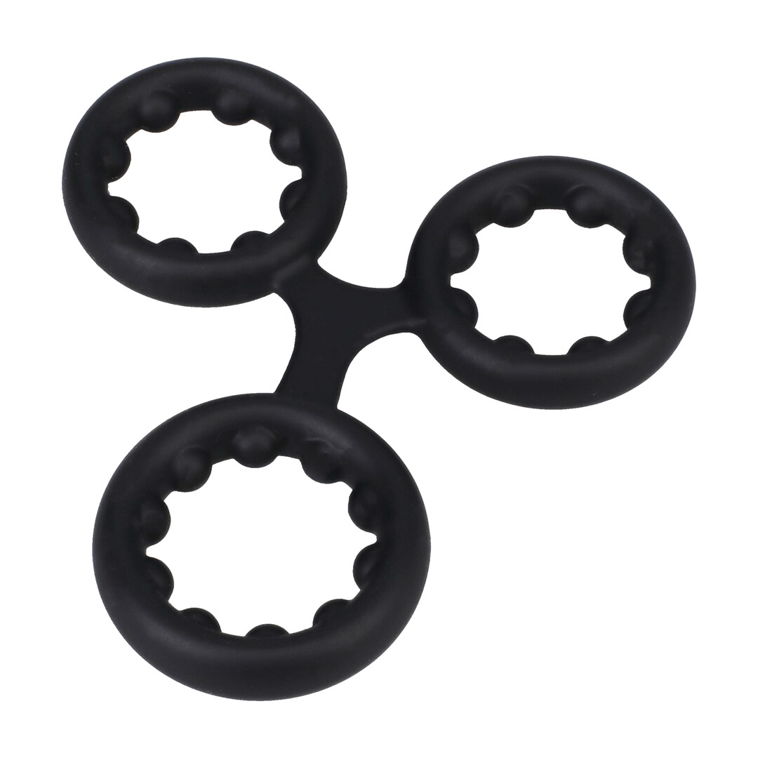Doc johnson Silicone Triple Stamina Cockring with Metal Beads - Black (782421106270)