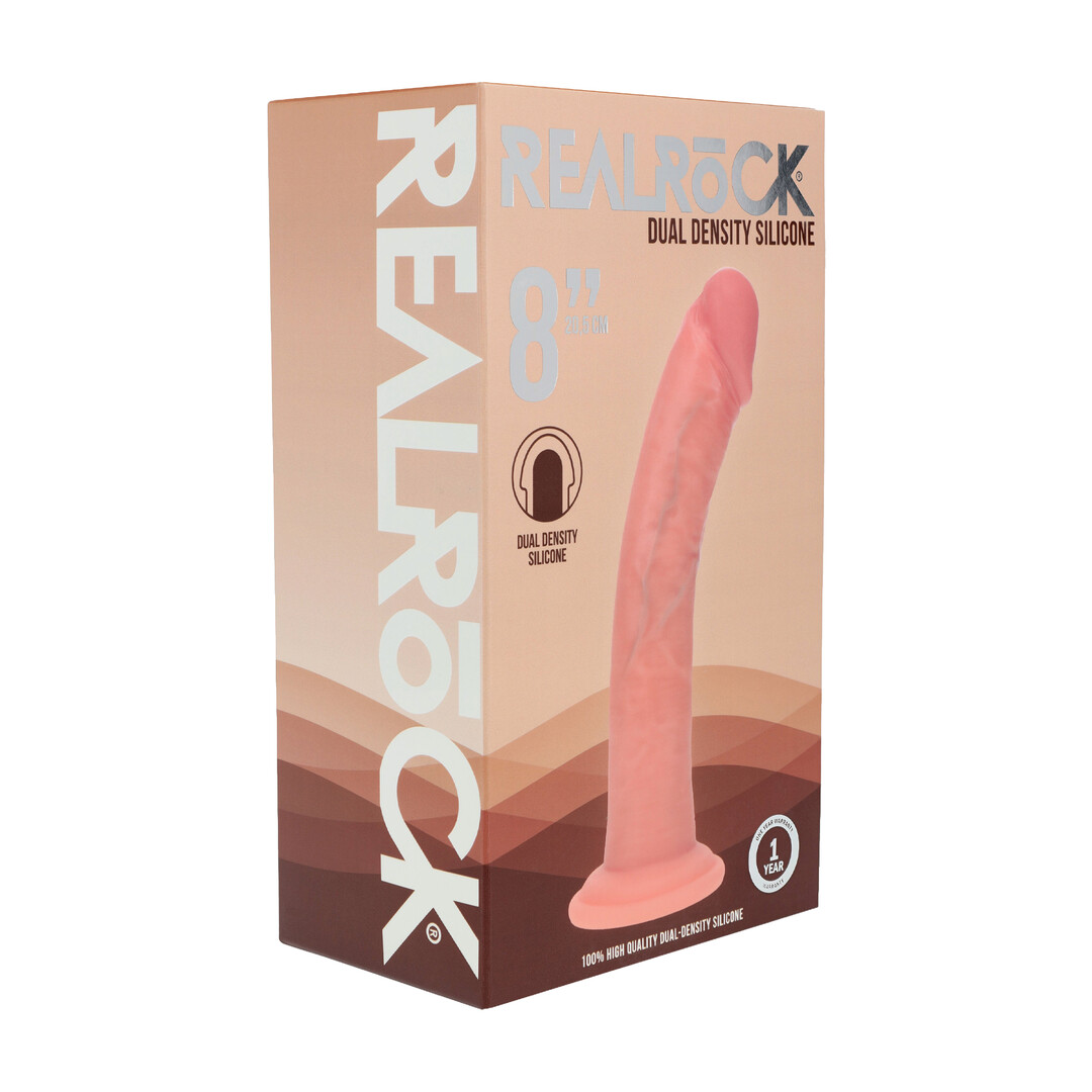 Realrock by shots Dual Density Silicone Gebogen Realistische Dildo met Zuignap - 8 / 20,5 cm - Vlees (8714273029430)