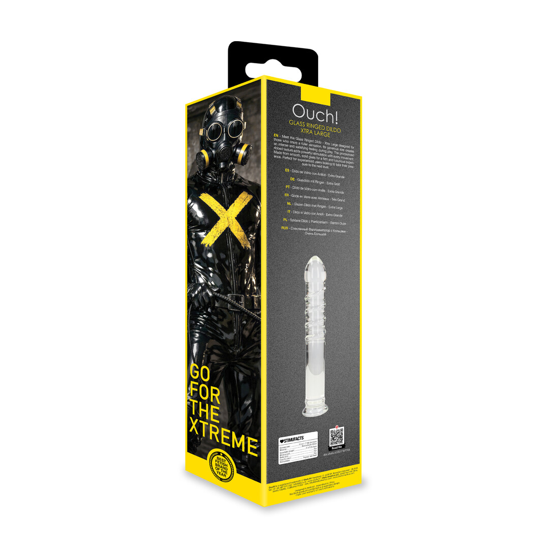 Ouch! by shots Glass Ringed Dildo - Xtra Large - Clear (8714273015082)