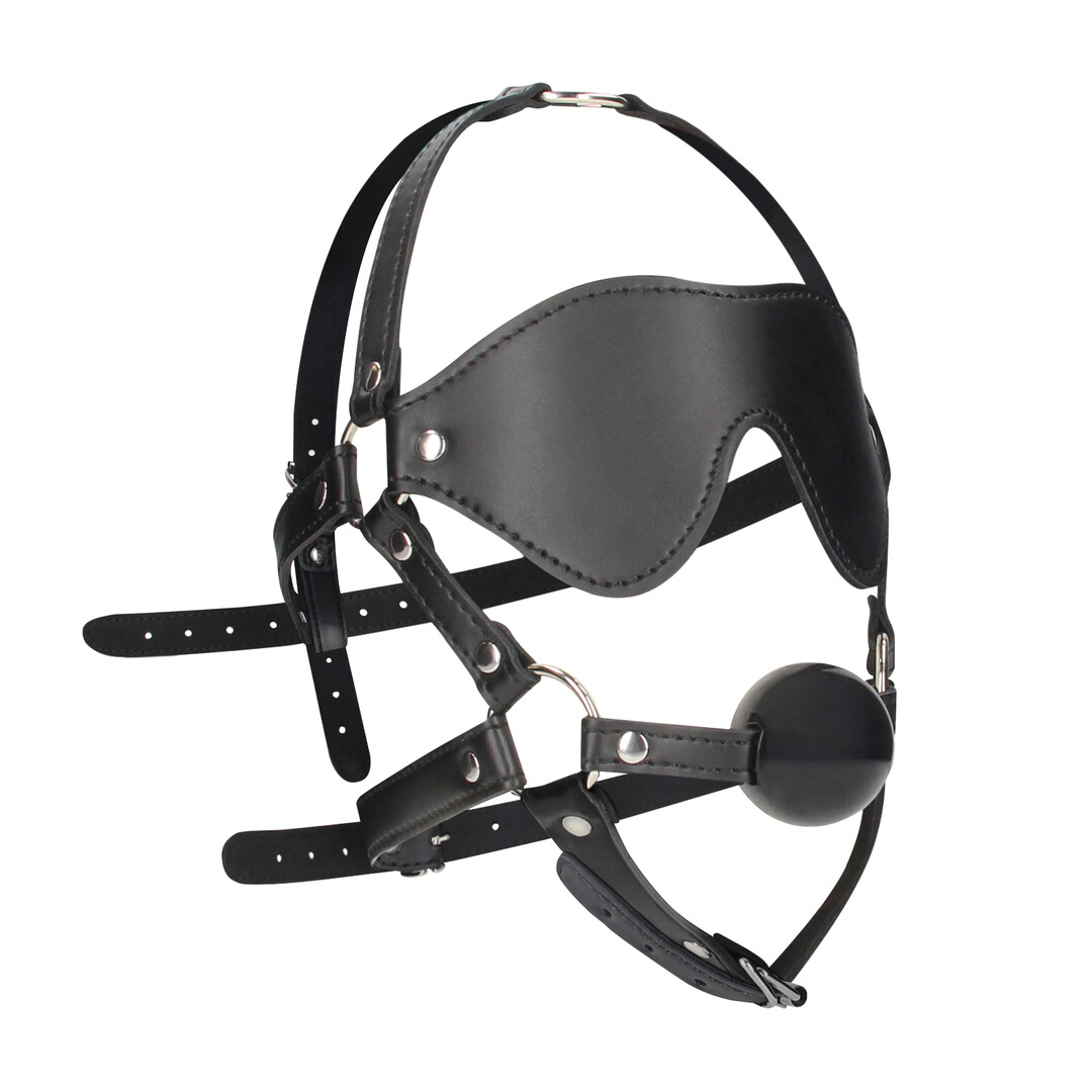 Ouch! by shots Face Harness with Ball Gag and Facemask - Black (8714273015327)