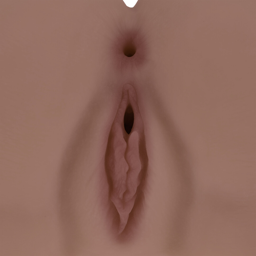 Xkin by shots Bodyforms - Kaya Bloom - Dubbele Ingang Vibrerende Masturbator - 2,4 kg / 5,4 lbs - Bruin (8714273029812)