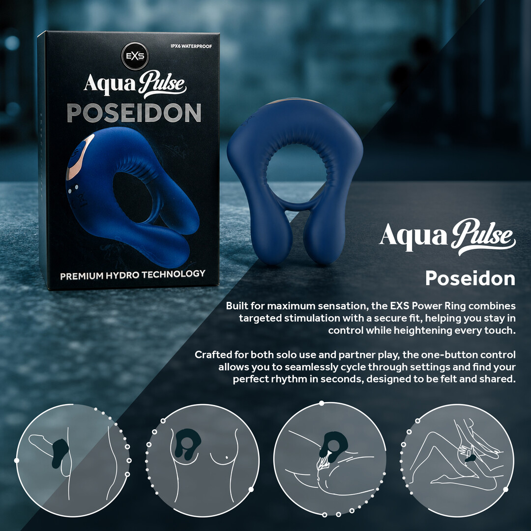 EXS AquaPulse - Poseidon - Vibrerende Prestatie Ring - Blauw (5027701010133)