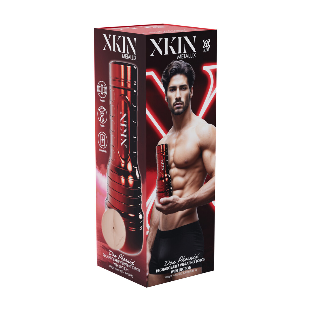 Xkin by shots Metallix - Don Phoenix - Vibrating Torch Masturbator with Suction - Ass - 660g - Red/Tan (8714273031419)