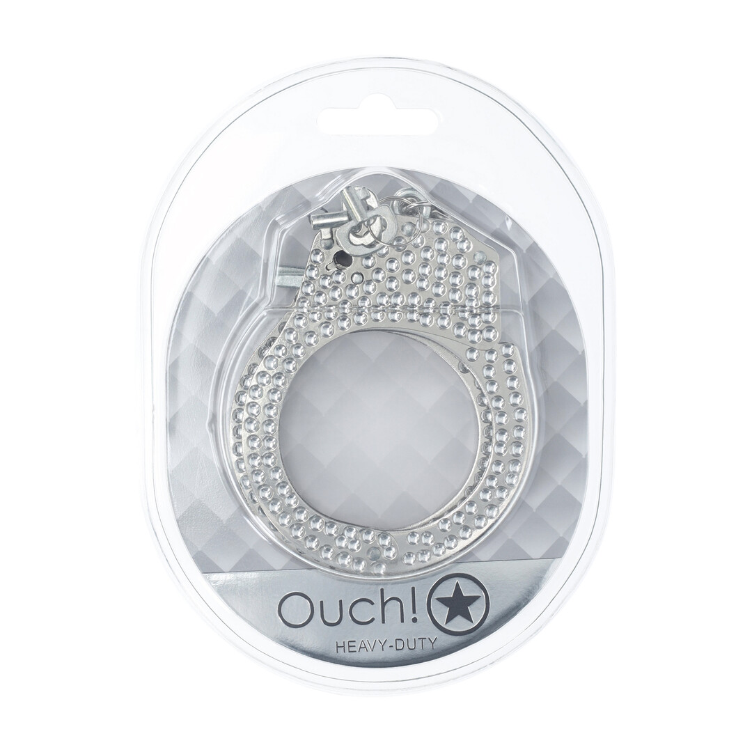 Ouch! by shots Heavy-Duty Diamond Handcuffs - Silver (8714273031112)
