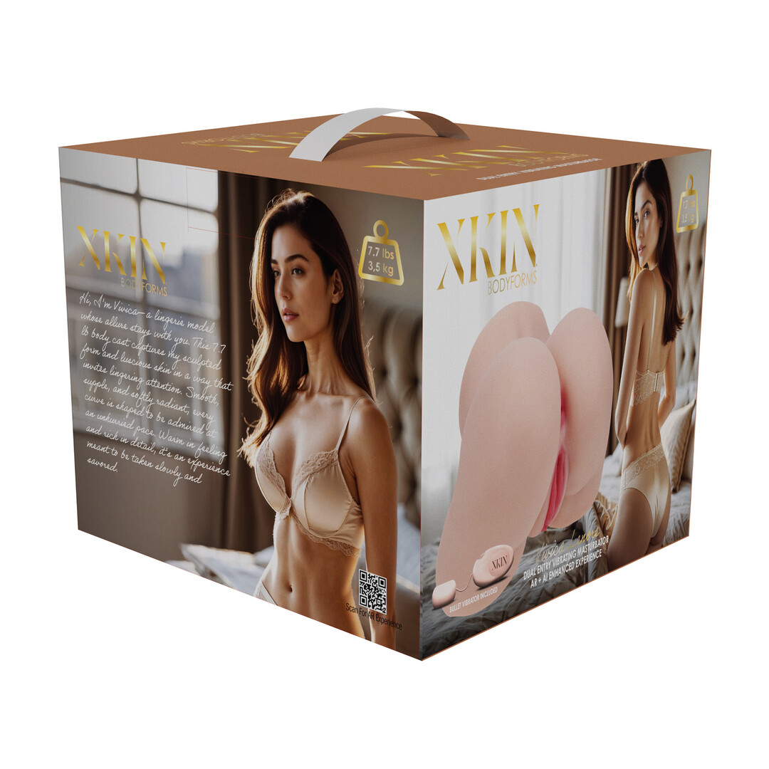 Xkin by shots Bodyforms - Vivica Lenore - Dual Entry Vibrerende Masturbator - 3,5 kg / 7,7 lbs - Vlees (8714273029836)