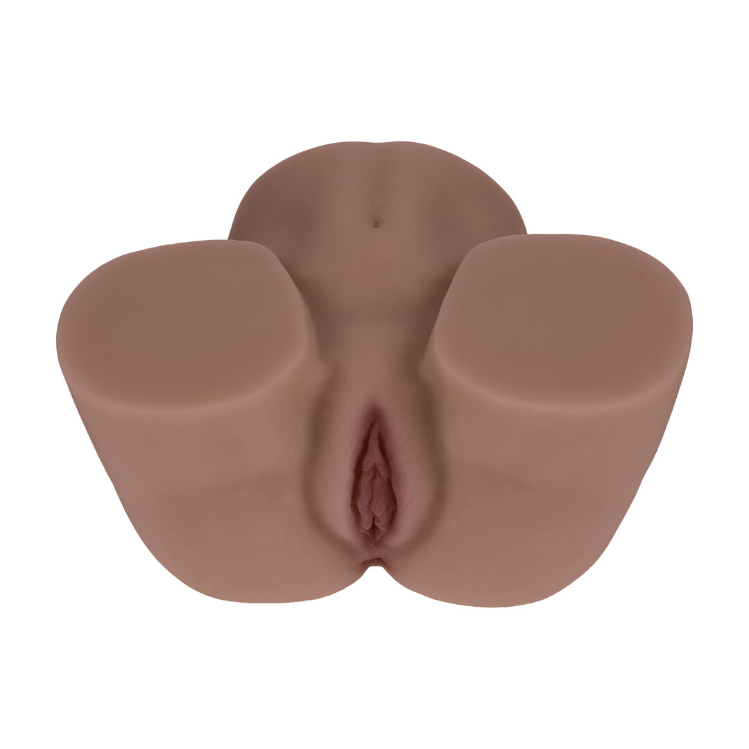 Xkin by shots Bodyforms - Kaya Bloom - Dubbele Ingang Vibrerende Masturbator - 2,4 kg / 5,4 lbs - Bruin (8714273029812)