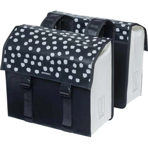 Basil fietstas dubbel Urban load zwart wit 48-53L (8715019177392)
